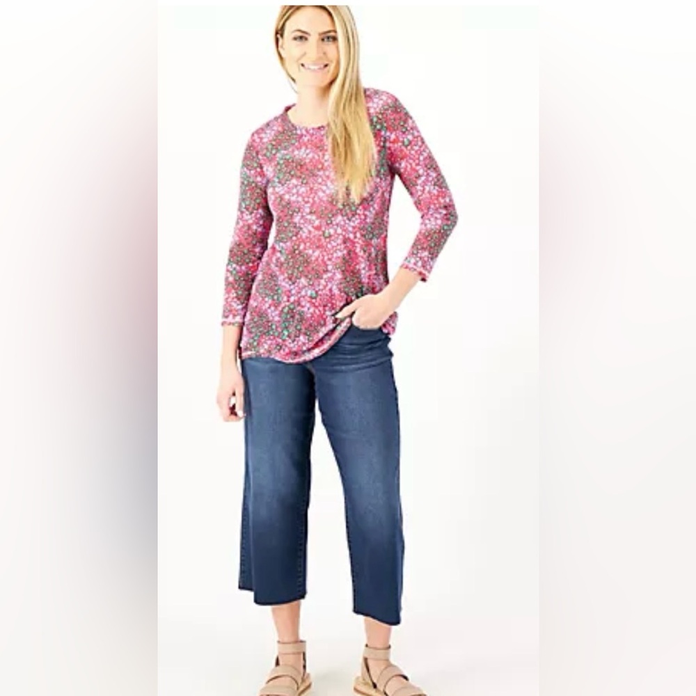 ⭐️Logo by Lori Goldstein Layers Pink Floral Top Sheer  Size‎ XS Long Sleeve